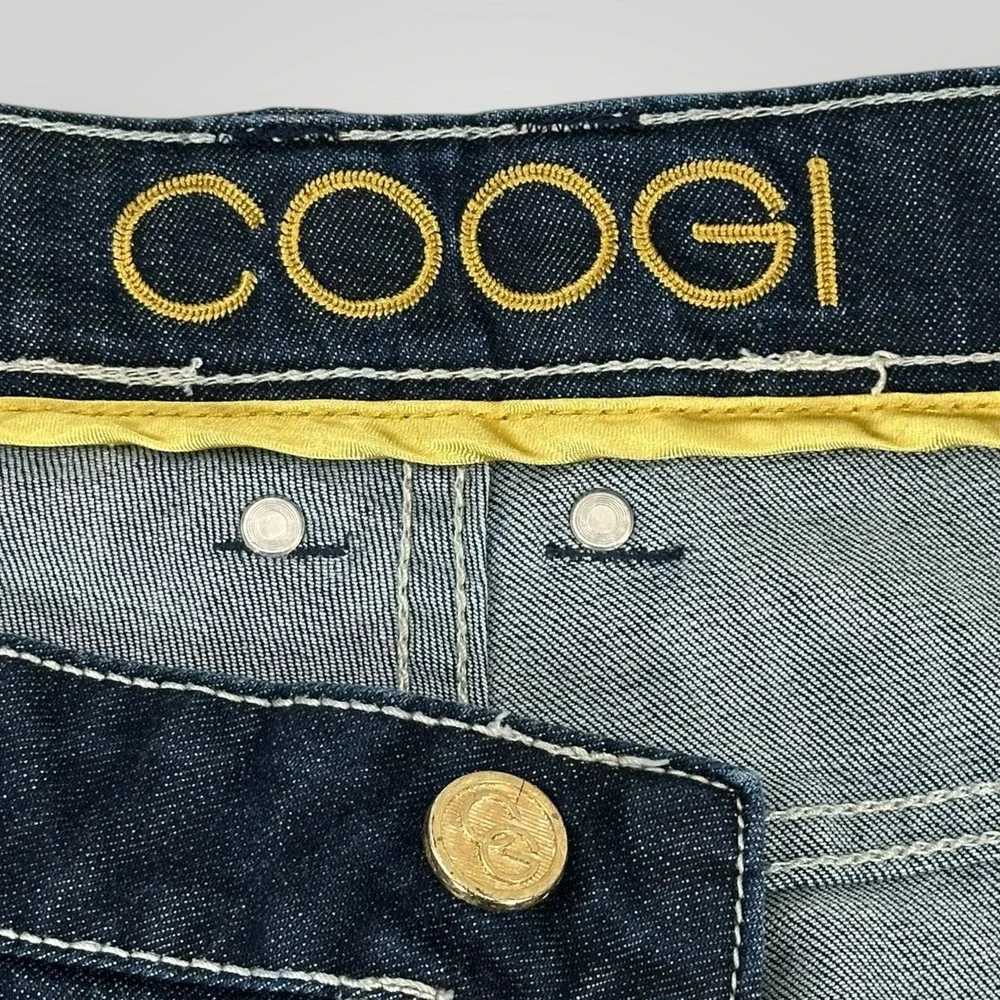 Coogi Jeans Womens 22 (44x33.5) Blue Dark Wash Straight High Rise Studded Denim